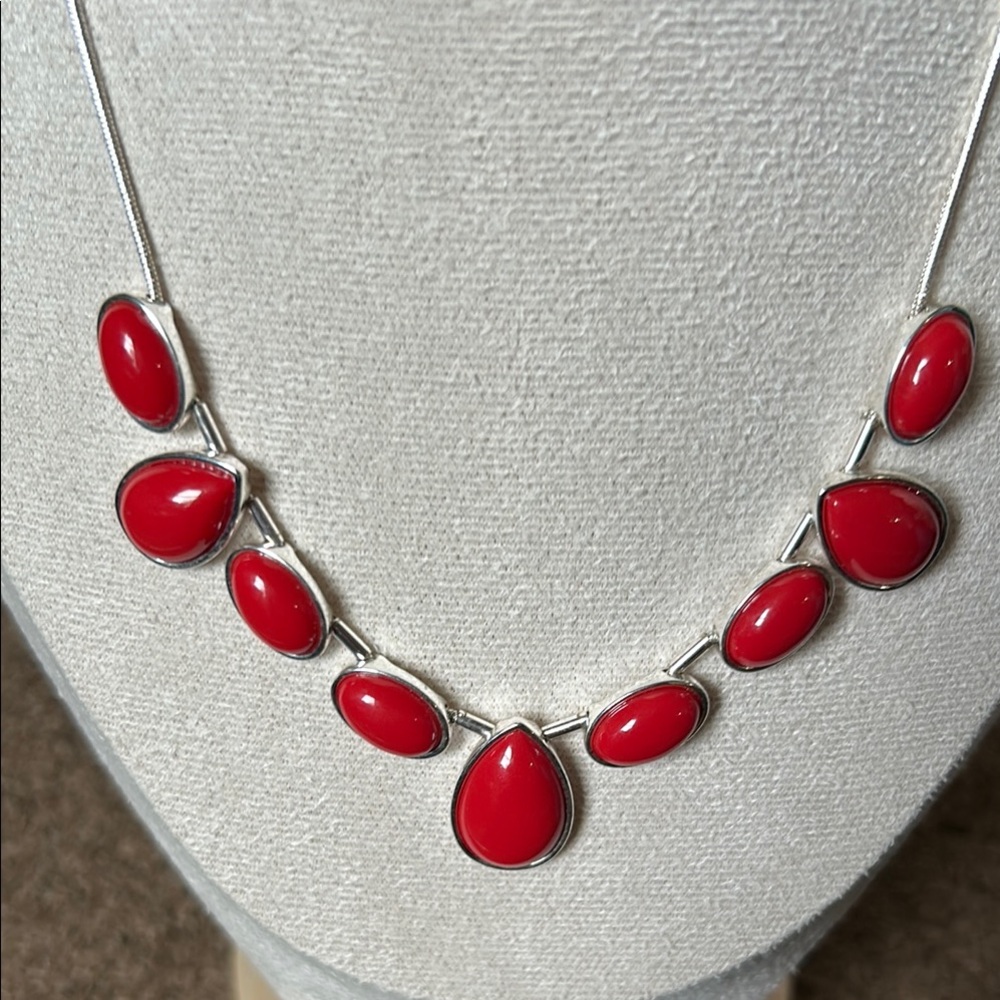 Liz Claiborne Elegant Red Teardrop Necklace